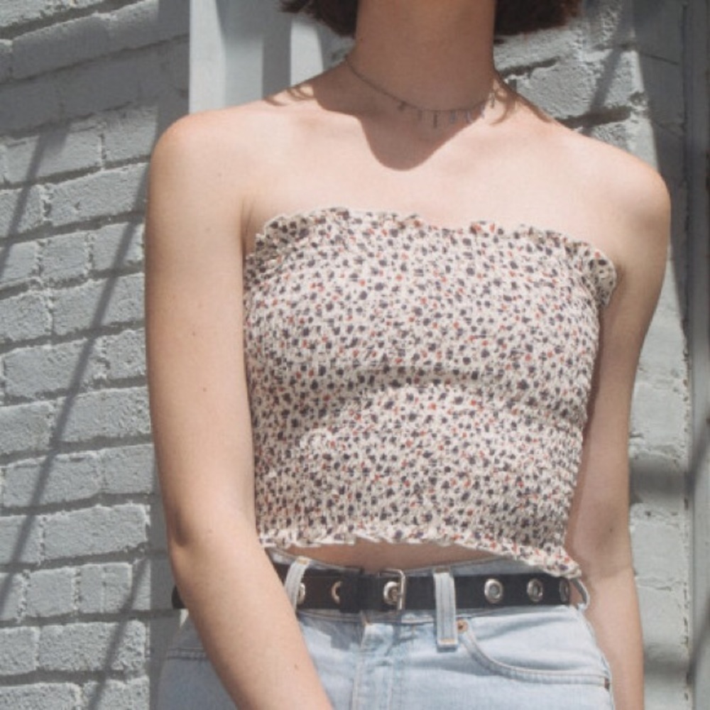 Sold—Brandy Melville smocked floral strapless